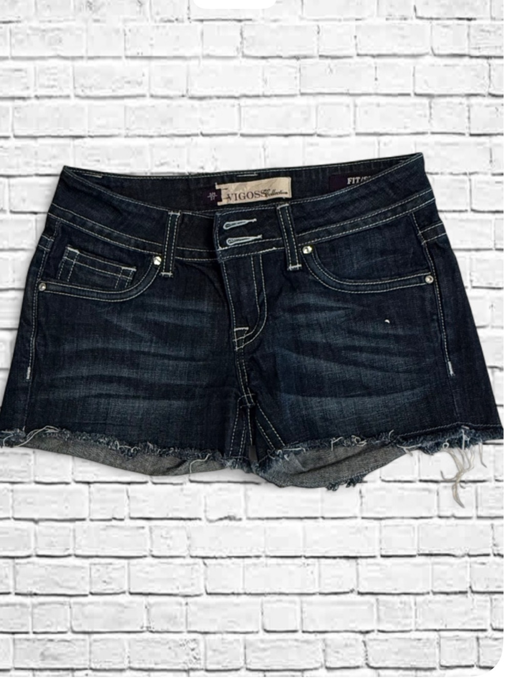 Vigoss Women's Dark Indigo Denim Short Shorts Sz 27 (3/4)